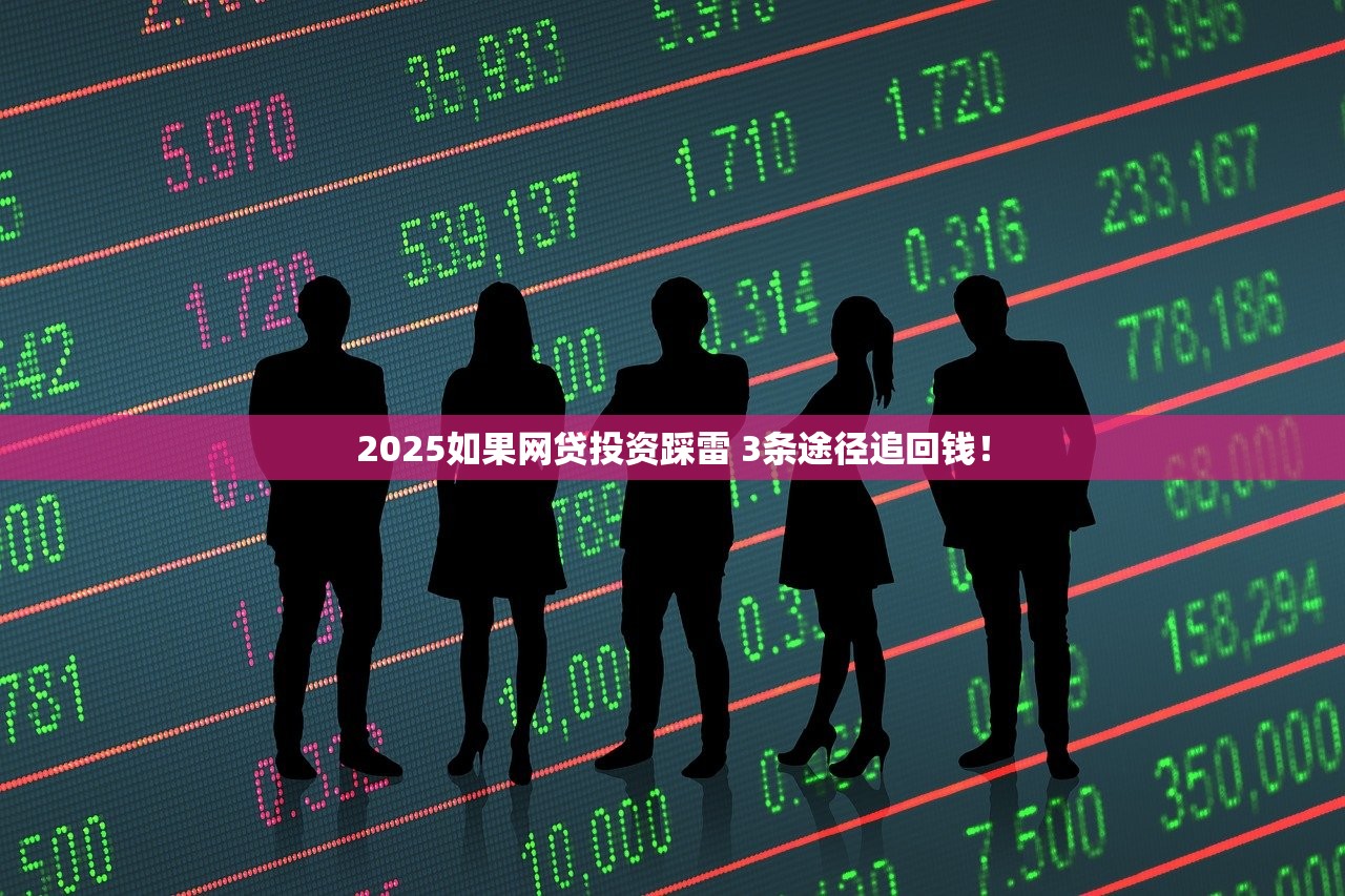 2025如果网贷投资踩雷 3条途径追回钱！